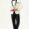 One Button White Shawl Lapel Jacquard Men's Prom Blazer