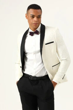 One Button Red Shawl Lapel Jacquard Men's Prom Blazer -Zapaka Sales Store CGGXH0729White 6 2490ac80 7884 4bfa a588 5e35982423b6