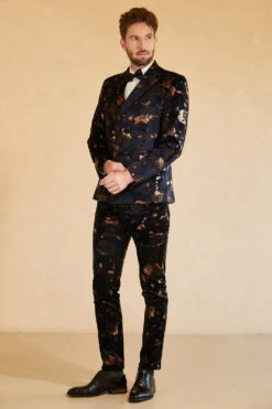 Notched Lapel Double Breasted Black Men's Wedding Suits -Zapaka Sales Store CGGXH0732 Black 4