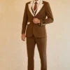 Peak Lapel Single Button Brown Men's Wedding Suits