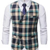 Single Breasted V-Neck Plaid Men's Vest