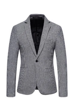 Khaki Plaid One Button Men's Blazer -Zapaka Sales Store CGGXH0772 Light Grey 1 first