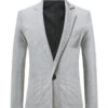 Grey Knitted Notched Lapel Men's Blazer