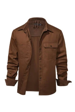 Men's Workwear Washed Cotton Shirt -Zapaka Sales Store CGGXH0844 Brown 2 9025034c 7b10 4a54 8906 7c5b603c7b3c