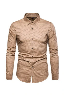 Fashion Print Long Sleeve Men's Plus Size Shirt -Zapaka Sales Store CGGXH0851 Khaki 1