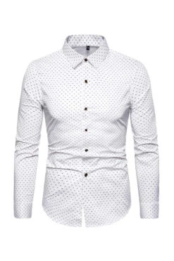 Fashion Print Long Sleeve Men's Plus Size Shirt -Zapaka Sales Store CGGXH0851 White 1
