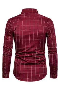Plus Size Business Slim Square Neck Men's Shirt -Zapaka Sales Store CGGXH0852 Burgundy 2