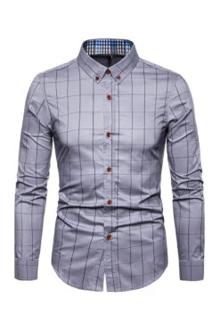 Plus Size Business Slim Square Neck Men's Shirt -Zapaka Sales Store CGGXH0852 Grey 1