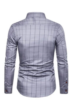 Plus Size Business Slim Square Neck Men's Shirt -Zapaka Sales Store CGGXH0852 Grey 2