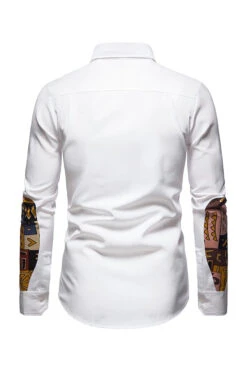 Color Block Plus Size Men's Shirt -Zapaka Sales Store CGGXH0859 White 2