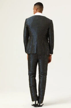 Navy Polka Dots Shawl Lapel 3 Piece Men's Prom Suits -Zapaka Sales Store CGGXH0874 Navy 2