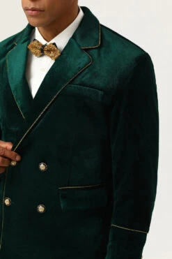 Dark Green Velvet 2 Piece Men's Prom Suits -Zapaka Sales Store CGGXH0896 Dark Green 6