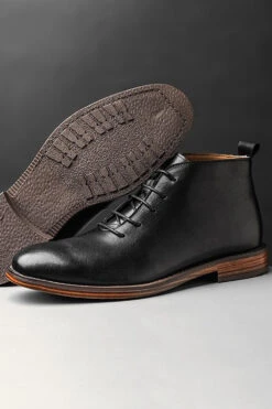 Soft Bottom Breathable High Top Round Toe Lace Up Men's Shoes -Zapaka Sales Store CGGXH0916 20Black 20 3