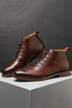 Soft Bottom Breathable High Top Round Toe Lace Up Men's Shoes -Zapaka Sales Store CGGXH0916 20Brown 20 3