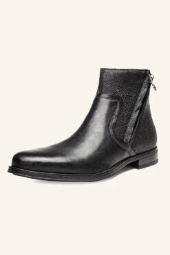 Genuine Leather Top Layer Cowhide Zipper Men's Boots -Zapaka Sales Store CGGXH0920 20Black