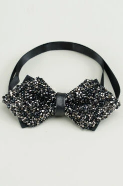 Black Rhinestones Adjustable Party Bow Ties -Zapaka Sales Store CGLHN23605 Black 4 first