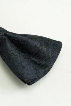 Black Jacquard Satin Bow Tie Pocket Square Set -Zapaka Sales Store CGLHN23606 5