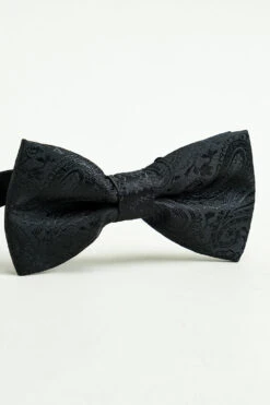 Black Jacquard Satin Bow Tie Pocket Square Set -Zapaka Sales Store CGLHN23606 8