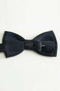 Black Jacquard Satin Bow Tie Pocket Square Set -Zapaka Sales Store CGLHN23606 10