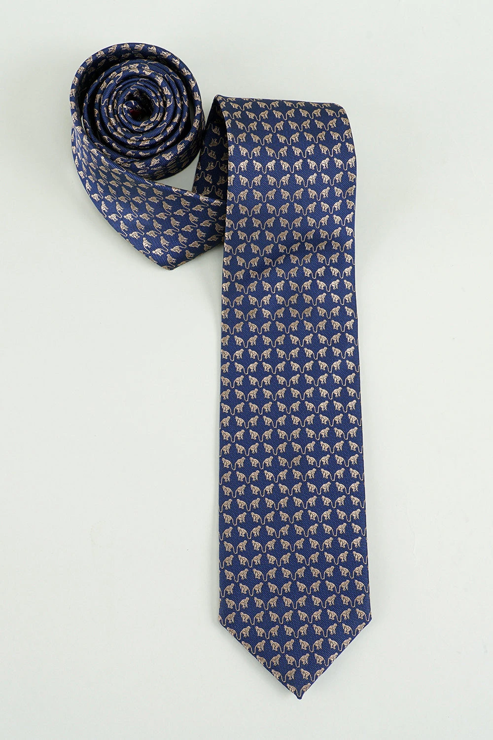 Navy Printed Jacquard Satin Formal Tie 3 Navy Printed Jacquard Satin Formal Tie - Image 3
