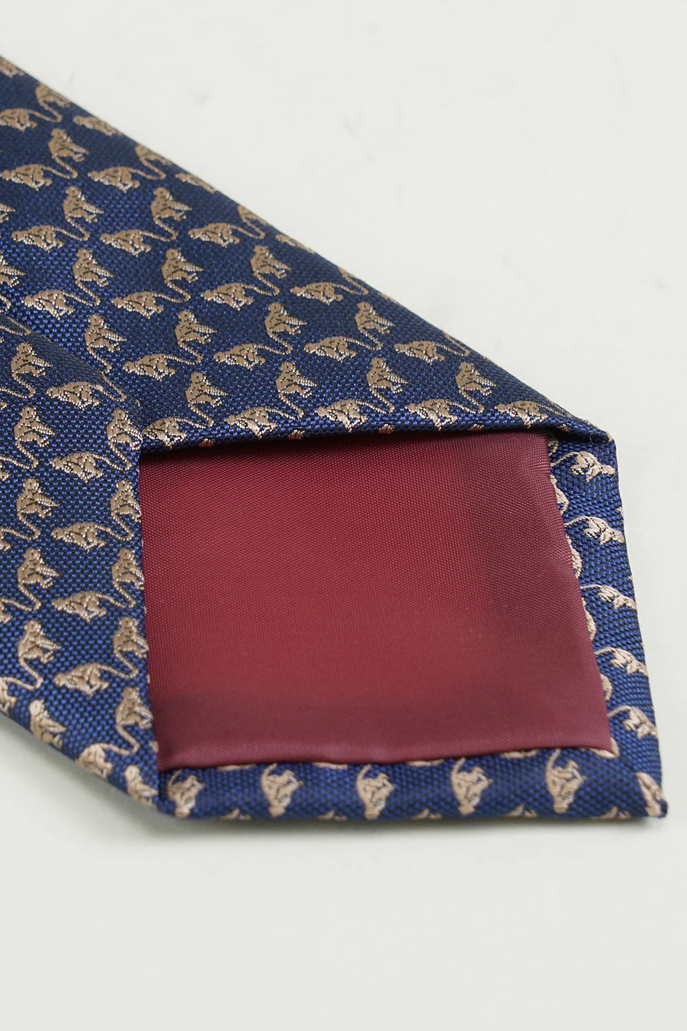Navy Printed Jacquard Satin Formal Tie 2 Navy Printed Jacquard Satin Formal Tie - Image 2