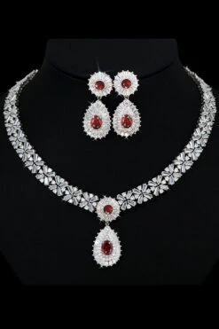 Royal Blue Crystal Necklace Earring Jewelry Set -Zapaka Sales Store CGLHW21027 Red be1cd5ef edb1 40c9 b263 680179244983