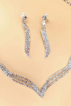Silver Crystal Necklace Earrings Jewelry Set -Zapaka Sales Store CGLHW21029 4