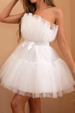 Tulle Strapless White Short Party Dress -Zapaka Sales Store CGLLY30145 20White 20 2