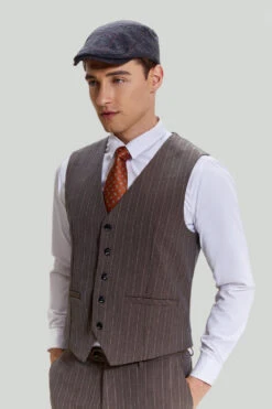 Coffee Pinstripe 3 Piece Men's Prom Suits -Zapaka Sales Store CGMPHL0013 3