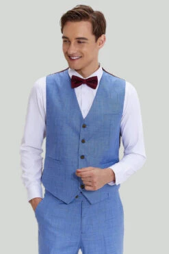 Men's 3-piece Two Button Sky Blue Tuxedo -Zapaka Sales Store CGMPHL0017 4