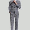 Grey Plaid Wide Peak Lapel 3 Piece Single Breasted Men's Suits