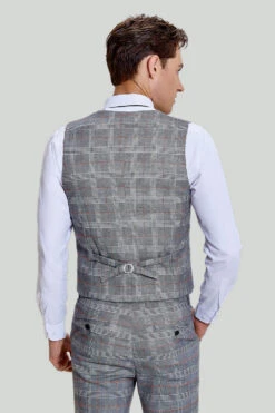 Grey Plaid Wide Peak Lapel 3 Piece Single Breasted Men's Suits -Zapaka Sales Store CGMPHL0018 6