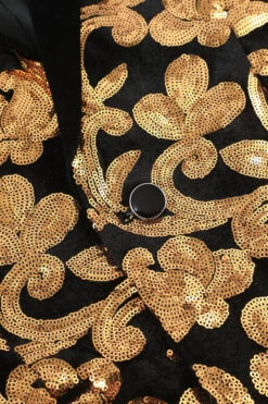 Men's Blazer Slim Fit Solid One Button Business Gold Suit Jacket -Zapaka Sales Store CGMPHL0035 4