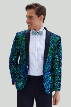 Green Men's Sequined Blazer Jacket