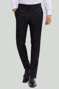 Men's Black 2-piece Jacquard One Button Fit Suit Set -Zapaka Sales Store CGMPHL0039 5