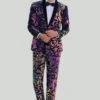 Purple Sequins Mens Two-Piece Suit Shawl Lapel One Button Tuxedo