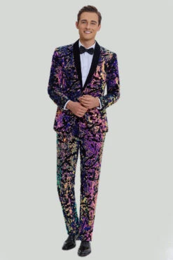Black Sequins Mens Two-Piece Suit Shawl Lapel One Button Tuxedo -Zapaka Sales Store CGMPHL0051 1 first 9b722be4 f1e2 499b 8766 b9ce23e9a2a4