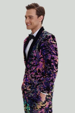 Purple Sequins Mens Two-Piece Suit Shawl Lapel One Button Tuxedo -Zapaka Sales Store CGMPHL0051 5