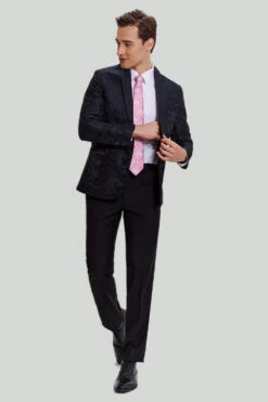 Black Jacquard Satin Notched Lapel Men's Blazer -Zapaka Sales Store CGMPHL0057 1 first c872185a 09c4 4fdb 860b d98837f64467