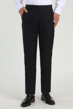 Black Straight Leg Men's Suits Pants With Beading