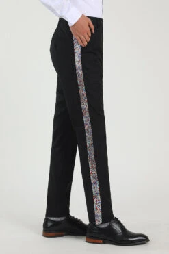 Black Straight Leg Men's Suits Pants With Beading -Zapaka Sales Store CGMPHL0066 3