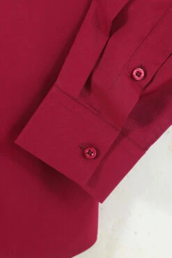 Men's Red Wrinkle-Free Solid Long Sleeves Dress Shirt -Zapaka Sales Store CGMPHL0067 Red 3