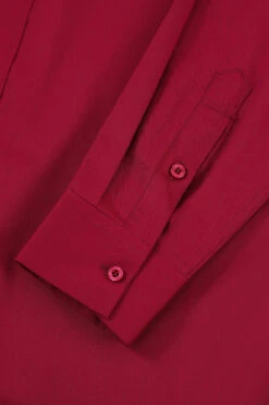 Men's Red Wrinkle-Free Solid Long Sleeves Dress Shirt -Zapaka Sales Store CGMPHL0067 Red 5