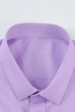 Men's Purple Wrinkle-Free Solid Long Sleeves Dress Shirt -Zapaka Sales Store CGMPHL0068 Purple 5