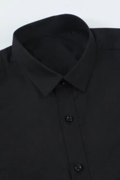 Men's Black Solid Long Sleeves Suit Shirt -Zapaka Sales Store CGMPHL0069 Black 4