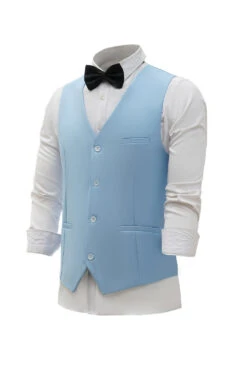 Light Blue Single Breasted Shawl Lapel Men's Suit Vest -Zapaka Sales Store CGMPHL0078 Sky Blue 2