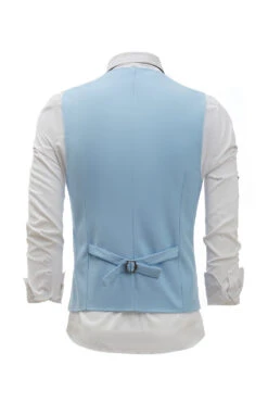 Light Blue Single Breasted Shawl Lapel Men's Suit Vest -Zapaka Sales Store CGMPHL0078 Sky Blue 3