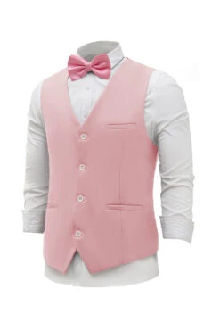 Pink Single Breasted Shawl Lapel Men's Suit Vest -Zapaka Sales Store CGMPHL0080 Pink 2