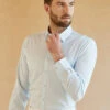 Long Sleeves Light Blue Solid Suit Shirt