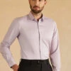 Long Sleeves Purple Solid Suit Shirt